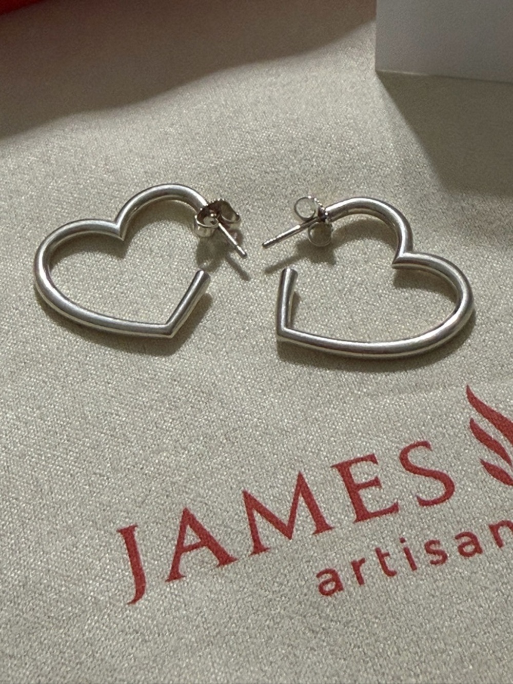 James Avery Silver Heart Hoop Earrings - Picture 2 of 4